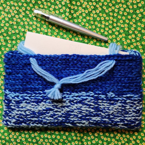 Crochet clutch bag, blue multicolor, horizon, notebook/book cover