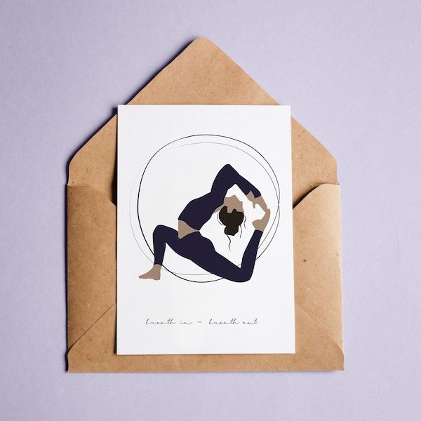 Cartes postales "Yoga", A6 avec enveloppe en papier Kraft