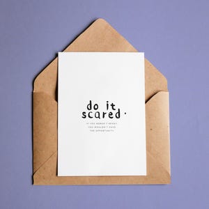 Cartões postais motivação "faça com medo" | A6 com envelope de papel kraft | Mini impressão