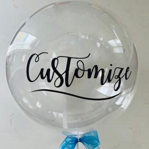 Custom Balloons for Birthday, Weddings and Showers | Clear Round balloons with custom text sticker