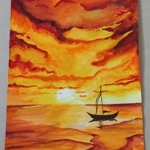 Sunset Seaside Watercolor Canvas & Wood Sign Wall Art – Hangout Home