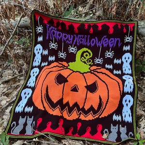 Gruseliges Spektakel – Halloween – Overlay-Mosaik-Häkelanleitung – nur Muster!