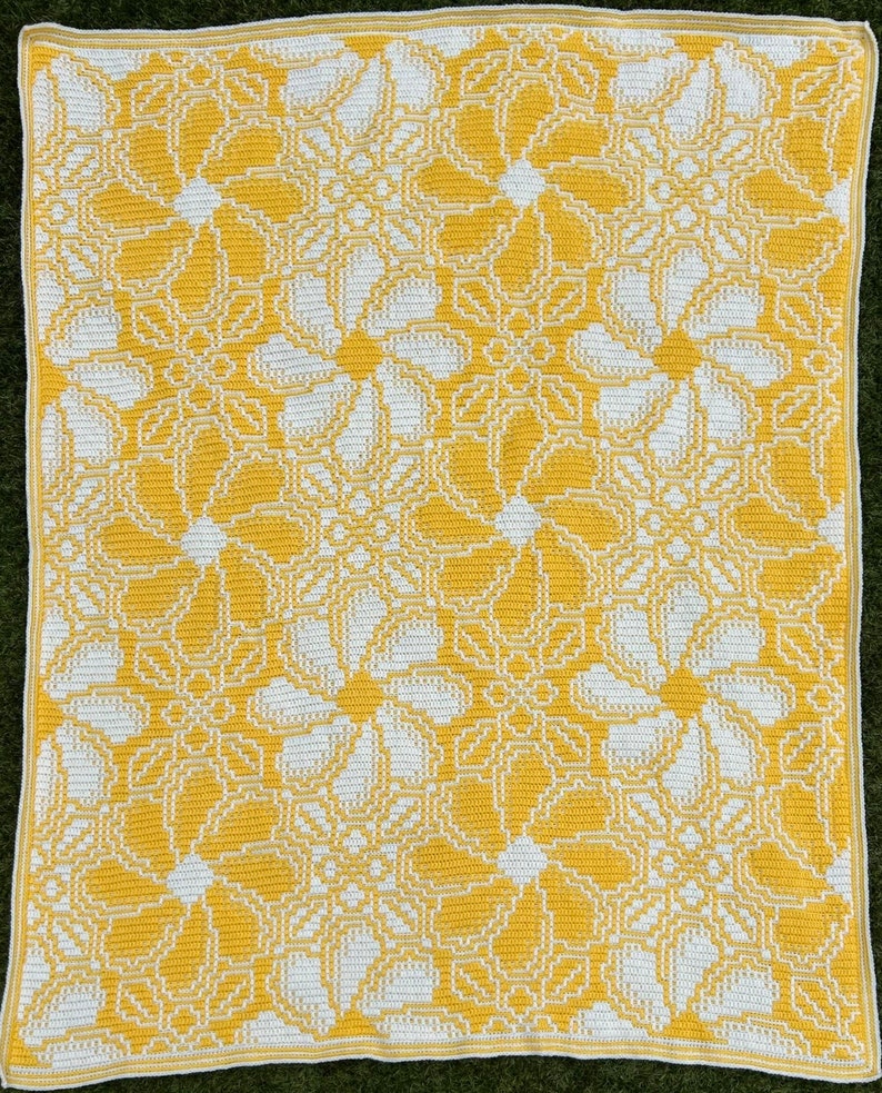 Auntie Anke - Överlägg Mosaik Virkade blommor - Endast mönster bild 6