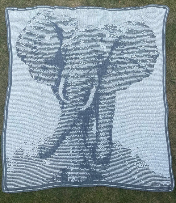 Stampede - Overlay Mosaic Crochet Elephant - - Etsy Canada