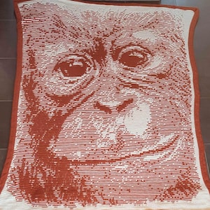 Orangutangled - Overlay Mosaic Crochet Orangutan Blanket