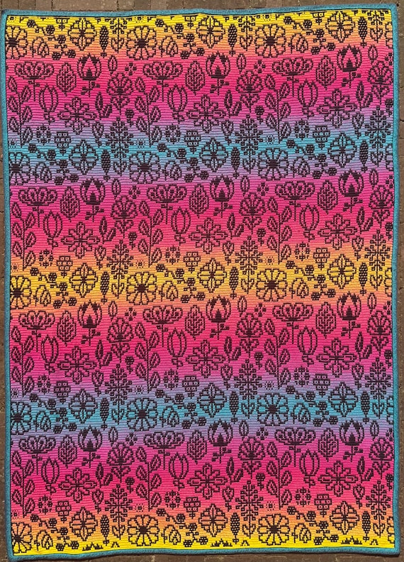 Blooming - Overlay mosaic crochet flower blanket - Pattern only!