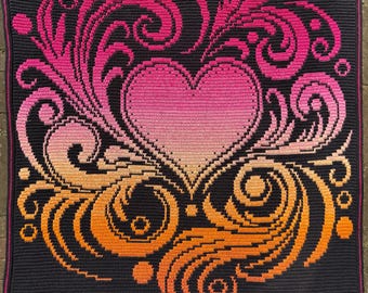 Lovely - Overlay mosaic crochet heart pattern