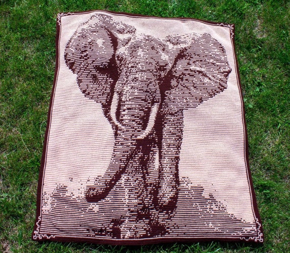 Stampede - Overlay Mosaic Crochet Elephant -