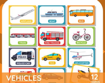 VEHICLES | FlashCards | Montessori Materials, Toddler Flash Cards, Preschool Activities, Homeschool, Preschool Printable, Homeschool