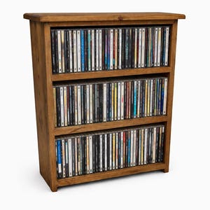 CD Storage Unit – Wooden Cd Rack Shelf – Freestanding Cd Organiser – Compact Cd Holder Shelf – Handmade Cd Storage