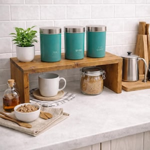 Handmade Wooden Riser Shelf | Countertop Desk Organizer, Small Space Storage