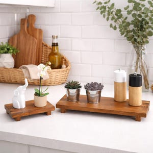 Solid Wood Countertop Display Riser – Handmade Kitchen Decor Tray