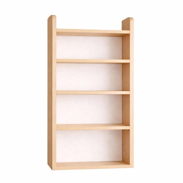 Narrow Wall Mounted Shelf Unit | Solid Pine Bookcase | Slim Wooden Storage | 100cm Tall