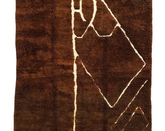 Custom-made Beni Ouarain M’rirt rugs – Brown Berber rugs in natural wool – Handmade Moroccan rugs – Modern design rugs