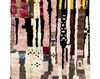 Grand Tapis berbère, kilim rouge fait main en laine 186x 110cm