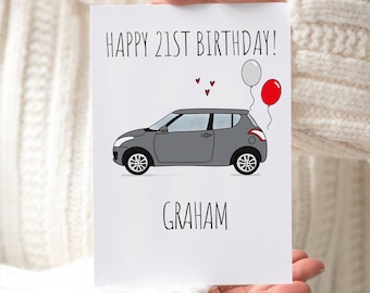 Suzuki Swift Car Birthday Card | Personalise With Name |Car Fan Art | Car Fan Gift |Car Fanatic |Suzuki Swift Accessory| Card For Boyfriend