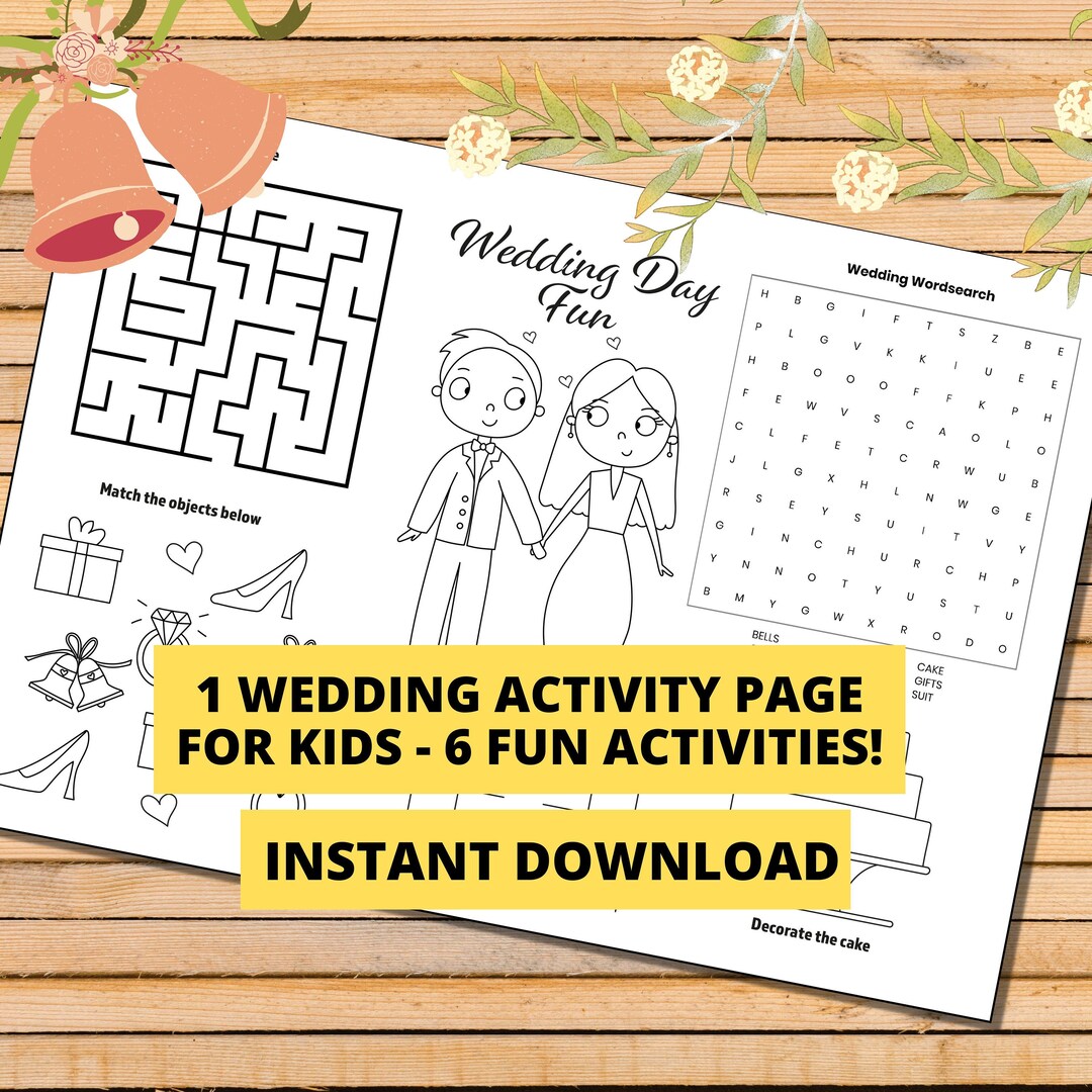 Kids Wedding Activity Page Kids Wedding Favor Kids Wedding Printable ...