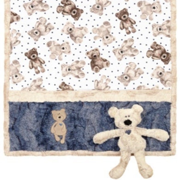 Cuddle® Buddies Kit Kimberbear- Blue or Pink - Shannon Fabrics- Minky Cuddle Blanket Kit