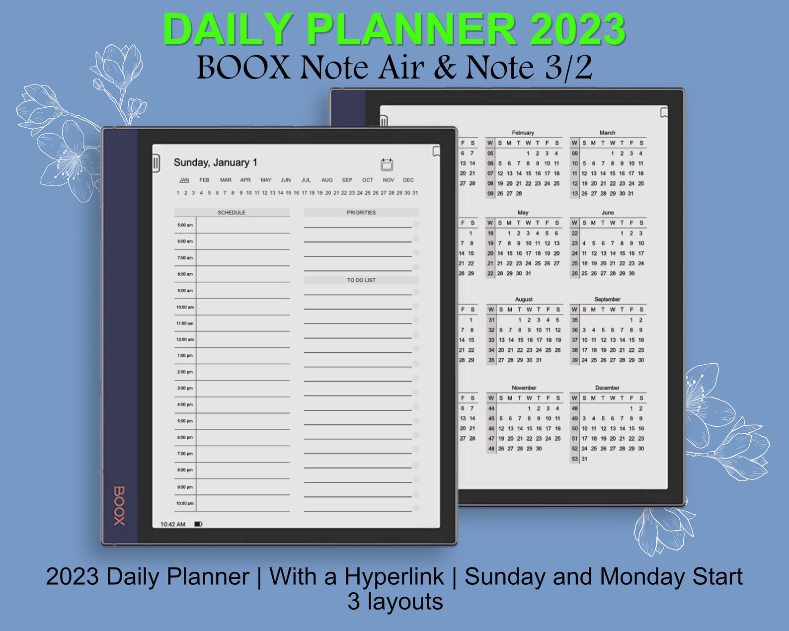 Boox Note Air Templates 2023 Daily Planner Boox Note Air Etsy