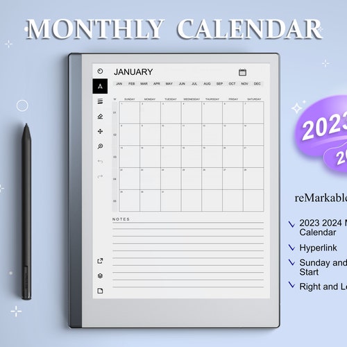 Remarkable 2 Templates L Monthly Calendar L 2023 L Instant - Etsy