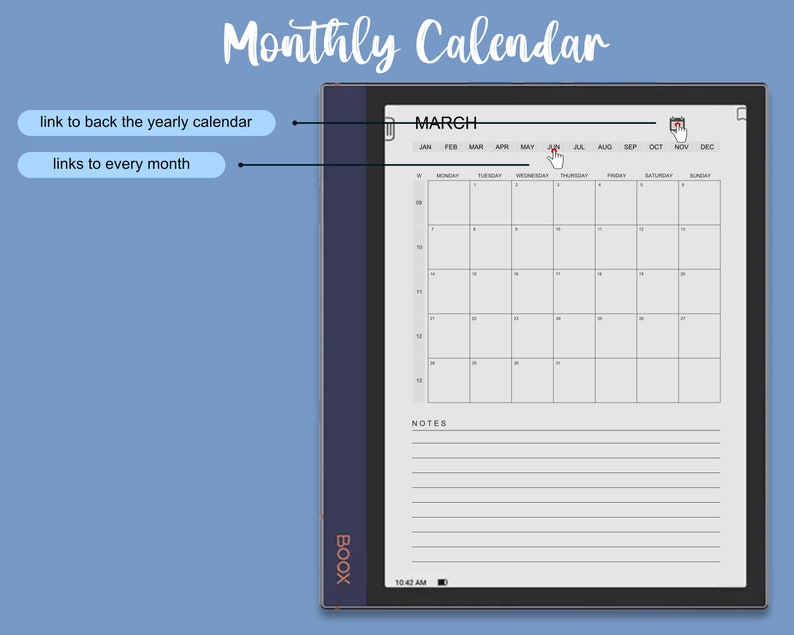 Boox Note Air Templates Monthly Calendar 2022 Yearly And Etsy