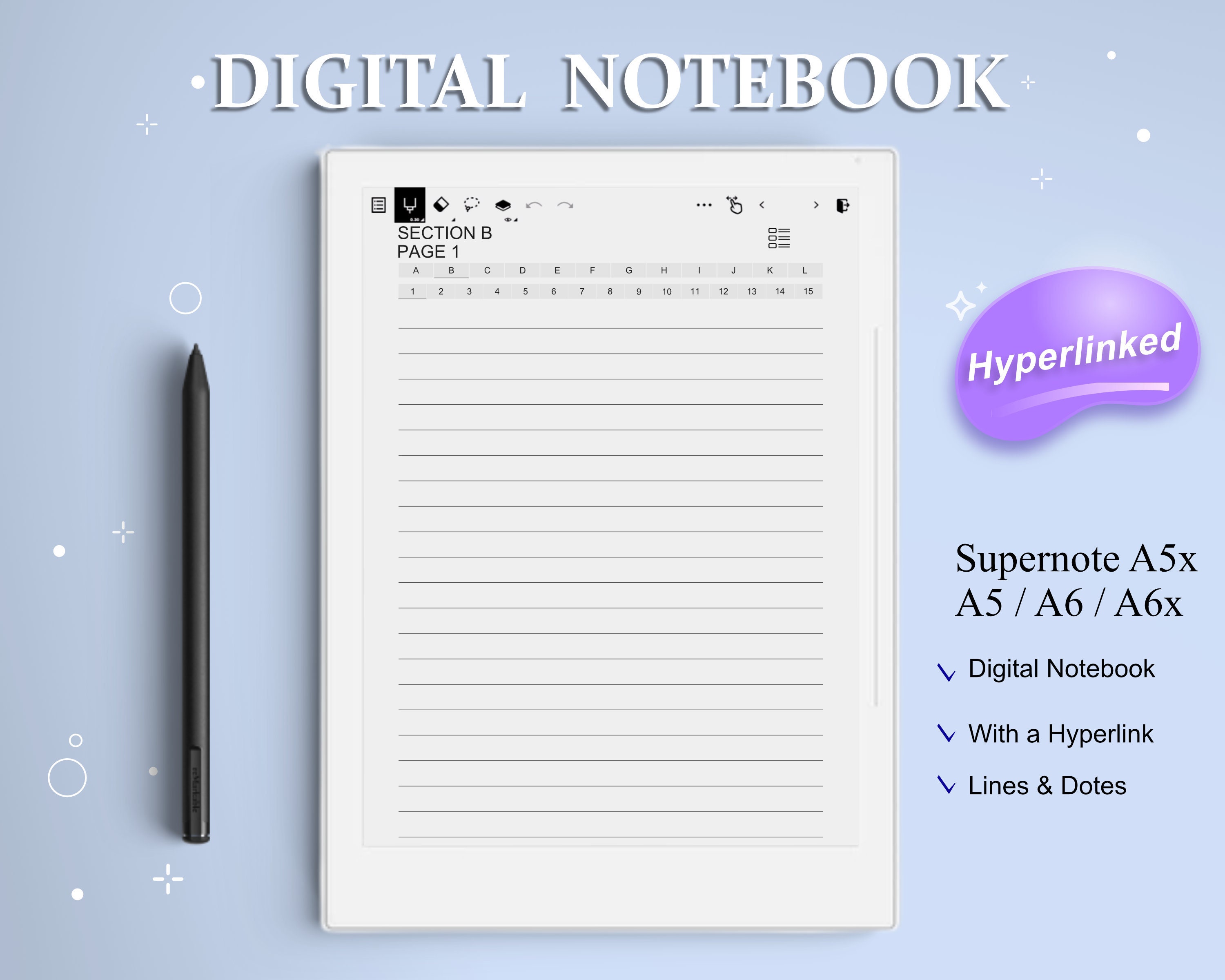 Supernote A6X 7.8 Inch Digital Electronic Notebook, Original Denim Cover,  Original Ultra Fine Stylus, Original USB Type-C Cable, Japanese and English  Instruction Manual Included (English Language Not Guaranteed) : :  Electronics