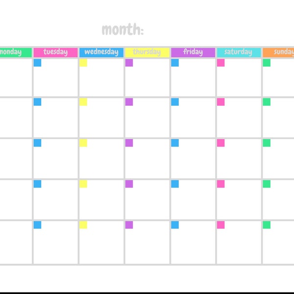 Colourful Calendar - Etsy