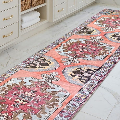 VARO Turkish Runner Rug Blush Orange Beige Vintage Etsy