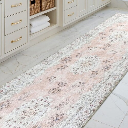 Turkish Runner Rug Boho Vintage Muted Beige Diamond Hallway Etsy