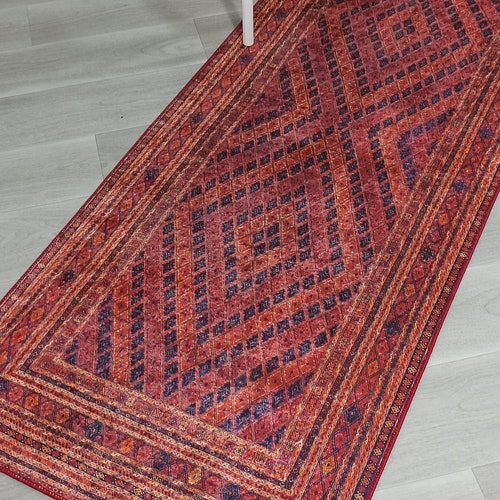 Turkish Runner Rug Blush Orange Oushak Vintage Style Runners Etsy