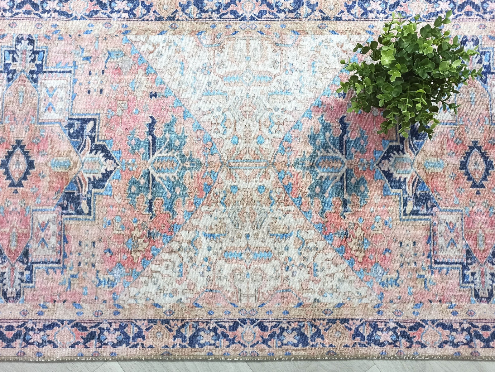 Pink Runner Rug Heriz Persian Beige Blush Vintage Hallway Etsy