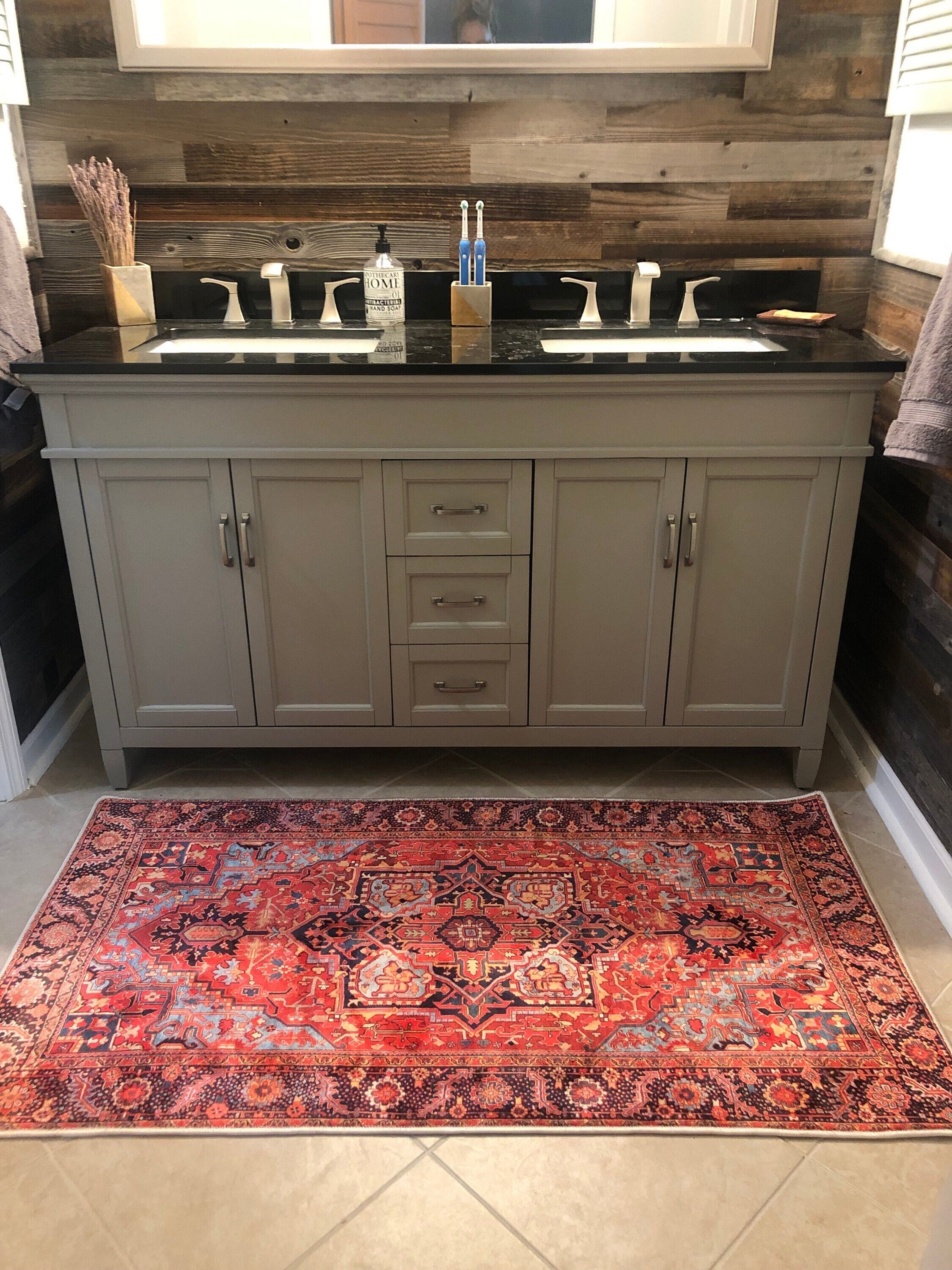Red And Brown Bathroom