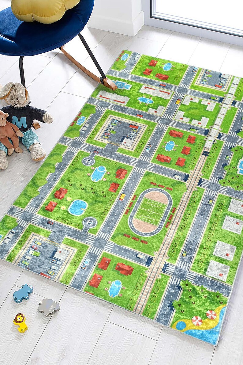 Car Play Rug for Toy Cars With Roads Mat Kids Baby Activity Etsy