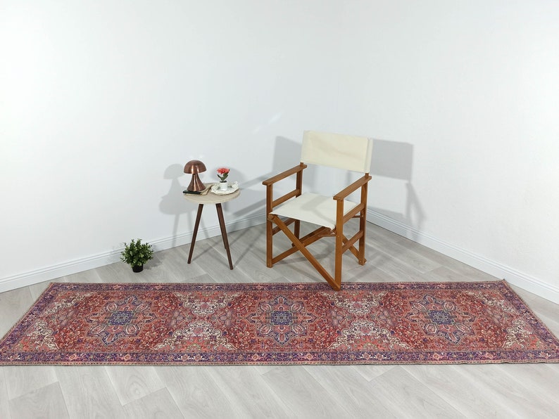 Persian Runner Rug Red Terracotta Burgundy Heriz Vintage Etsy