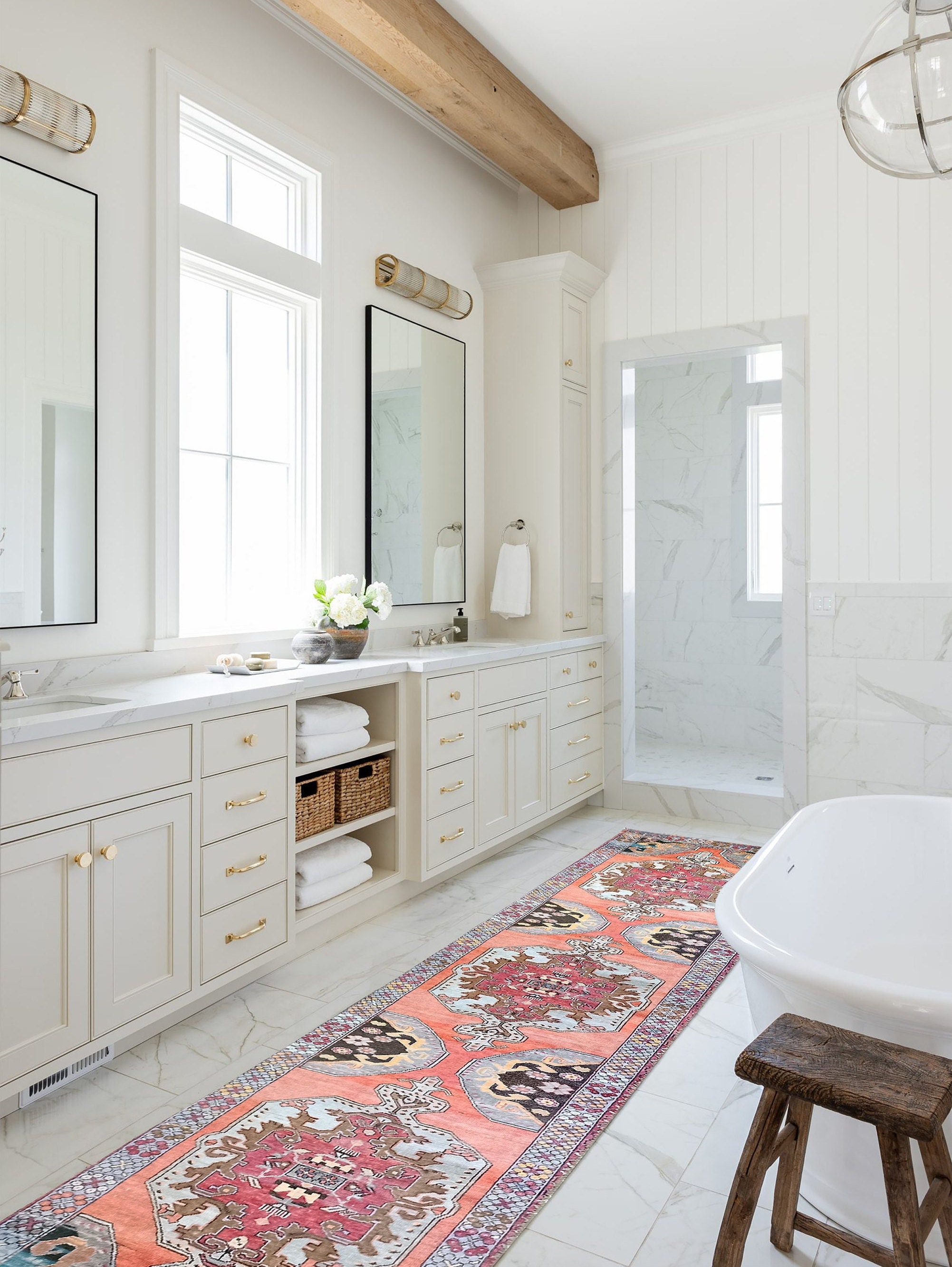 Tapis Turkish Runner, Blush Orange Oushak Style Vintage Runners Tapis de Luxe Antique Designer Décor