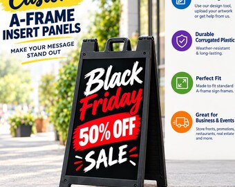 Custom Black Friday A Frame Sign Inserts Only, Personalized Sale Sign Panels, Corrugated Plastic Business Sign, Set of 2 : No Frame