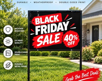 Cartello da giardino in metallo personalizzato, insegna aziendale bifacciale per esterni, cartello per i saldi del Black Friday, insegna pubblicitaria personalizzata