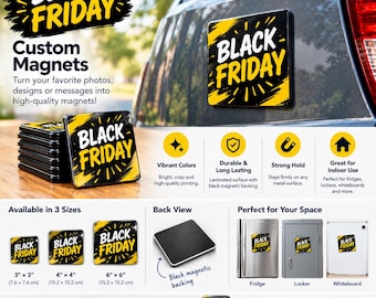 Magneti personalizzati con stampa, magneti con foto personalizzate, magneti con logo aziendale, magneti promozionali, magneti per il Black Friday, 3 misure