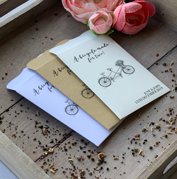 10 x White Personalised Seed Wedding Favours/Gift/Envelope/Special Birthday 