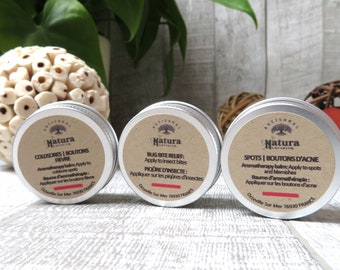 Natural remedy balms | Holistic treatments | Essential oil balms | Cold sore, acne spots and insect bite relief | Natural treatments