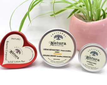 Mini skin care set | Healing cream, lotion bar & lip balm spa set | Travel pocket size | Thank you skincare set | Valentine's Gift