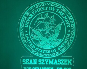 US Navy Logo Led Night Light, Personalized 16 colors, remote control and FREE SHIPPING