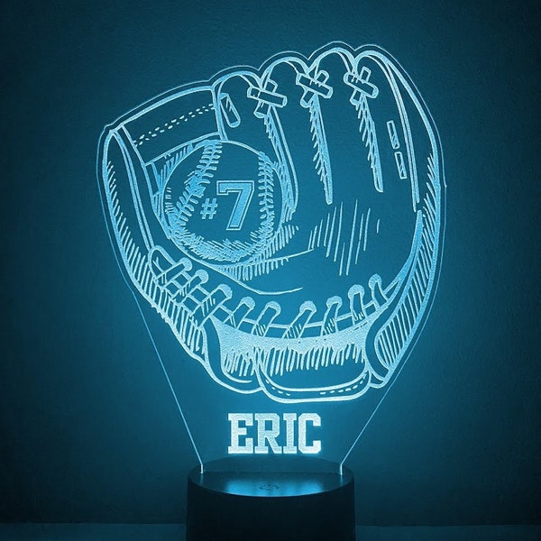 Baseball Glove Night Light, Personalized 16 colors, remote control and FREE SHIPPING