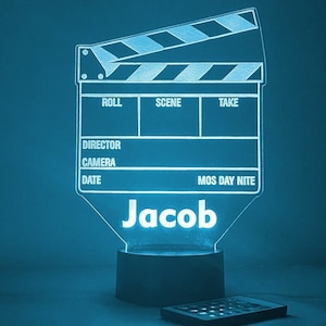 Director&#39;s Clap Board Night Light, Broadway, Drama Gift, Theater, Actor, Actress, Youtuber, Film maker, Movies, 16 colors w/remote