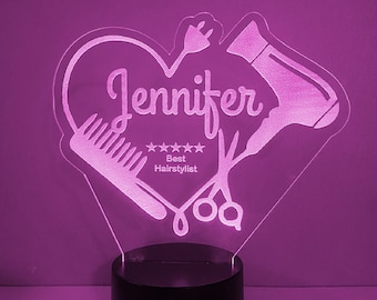 Hairstylist  Hairdresser  Night Light Personalized 16 colors, remote control - Great Gift, Award or Cake Topper