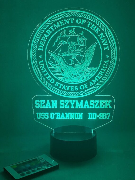 US Navy Logo Led Night Light Personalized 16 Colors Remote - Etsy