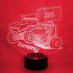Personalized Sprint Racing Car Led Night Light, Personalized 16 colors, Remote Control, Made in the USA. FREE SHIPPING