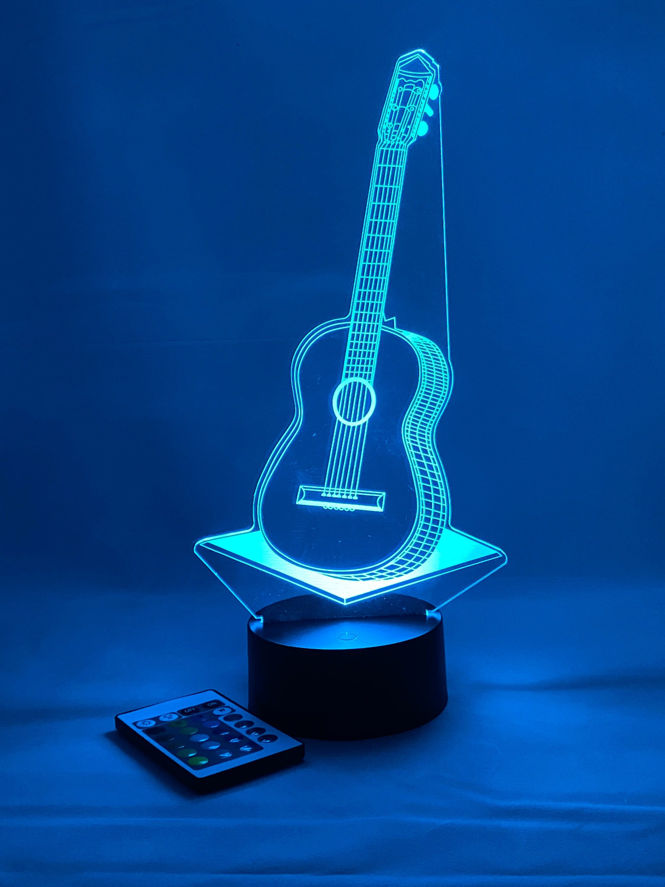 veilleuse guitare classique avec 16 couleurs et télécommande, fabriquée aux états-unis, livraison gratuite