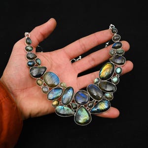 Collana In Labradorite Norvegese Grigia Rotonda (Larvikite) Con - Foto 9