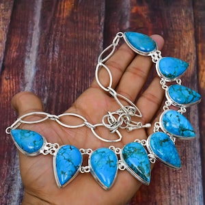 Tibetan Turquoise Necklace: Handmade 925 Sterling Silver, Bohemian Jewelry